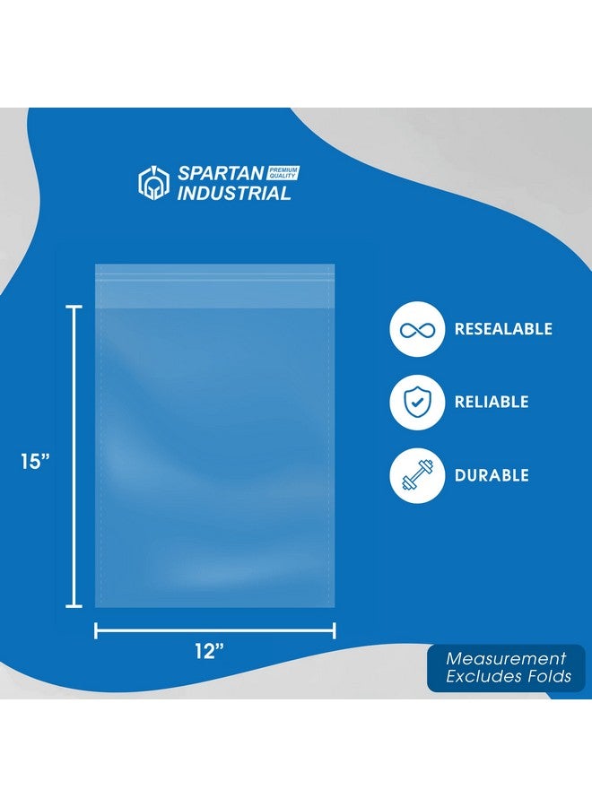 Spartan Industrial 12" X 15" (200 Count) Crystal Clear Resealable Cello Poly Bags For Packaging Clothing & T Shirts Self Seal & Reinforced - Image 2