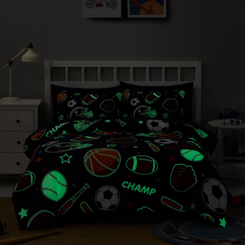 Kaleido Space Full Kids Comforter Set - 7 Pieces Full Bedding Sets for Boys Teen, Glow in The Dark Sports Ball Games Bed in A Bag with Sheets - Image 2