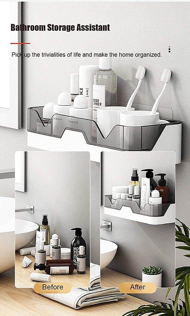 Petrickenterprise Plastic Kitchen And Bathroom Rack,Bathroom Shelf Wall Organizer,Wall Mounted Shelf,Bathroom Hardware,Storage Racks,Bathroom Set Home - Set Of (1, White,Black)  - Image 5