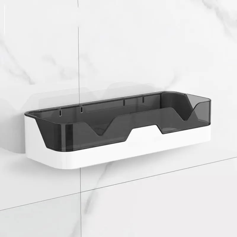 Petrickenterprise Plastic Kitchen And Bathroom Rack,Bathroom Shelf Wall Organizer,Wall Mounted Shelf,Bathroom Hardware,Storage Racks,Bathroom Set Home - Set Of (1, White,Black)  - Image 1