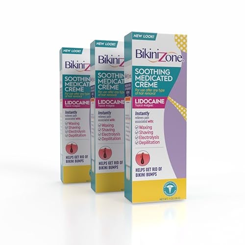 Bikini Zone Medicated After Shave Crme with Soothing Lidocaine 1 Oz 3 Pack