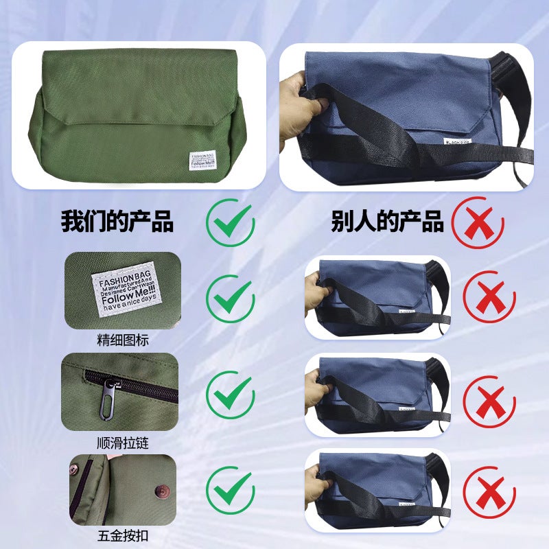 Shoulder Bag Men'S Literary Casual New Japanese Style Ins Crossbody Bag Fashion Korean Style Simple Large Capacity Canvas Bag - Image 4