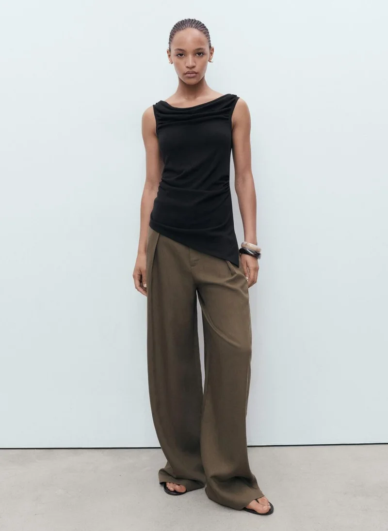 MANGO Draped Knitted Top