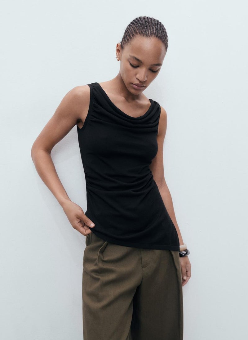 MANGO Draped Knitted Top  - Image 1