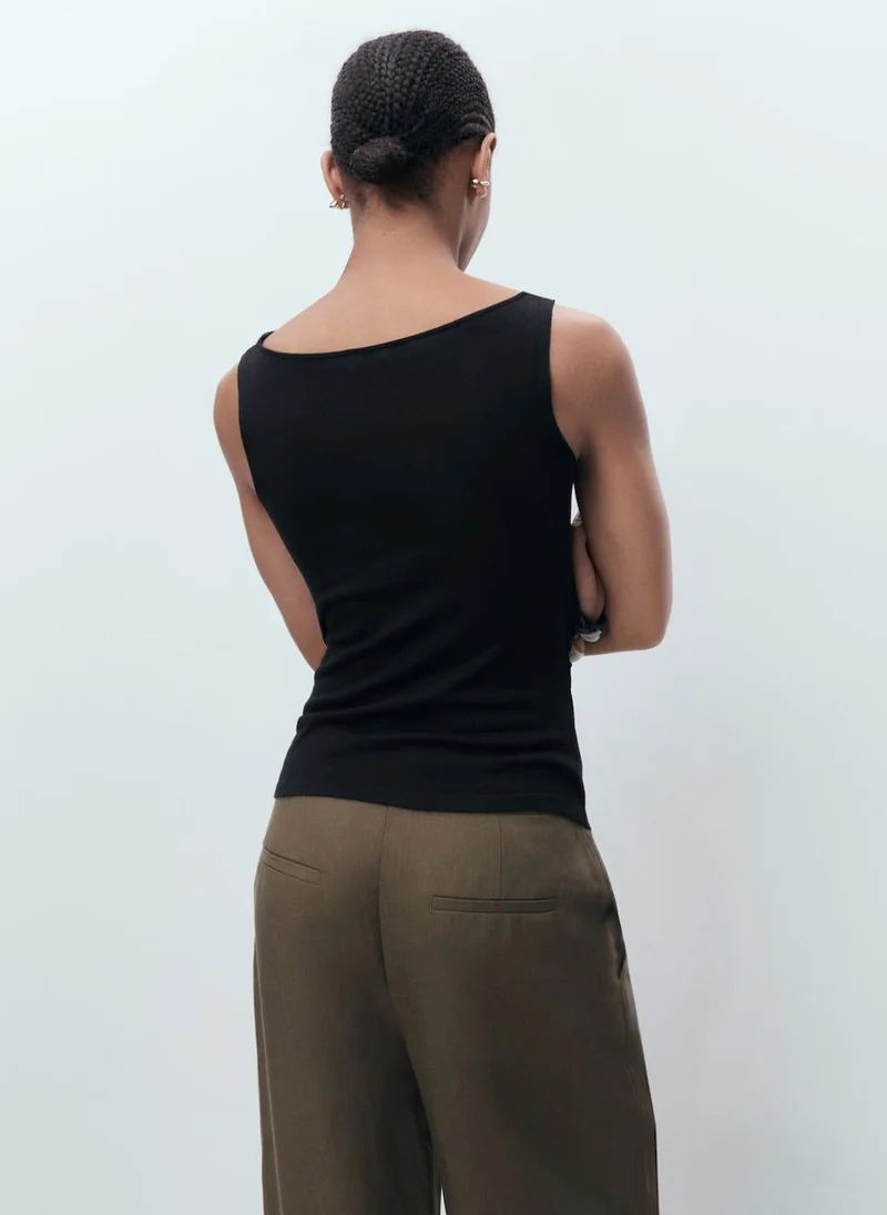 MANGO Draped Knitted Top