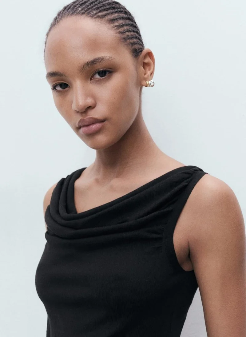 MANGO  Draped Knitted Top for Women | Best Price UAE