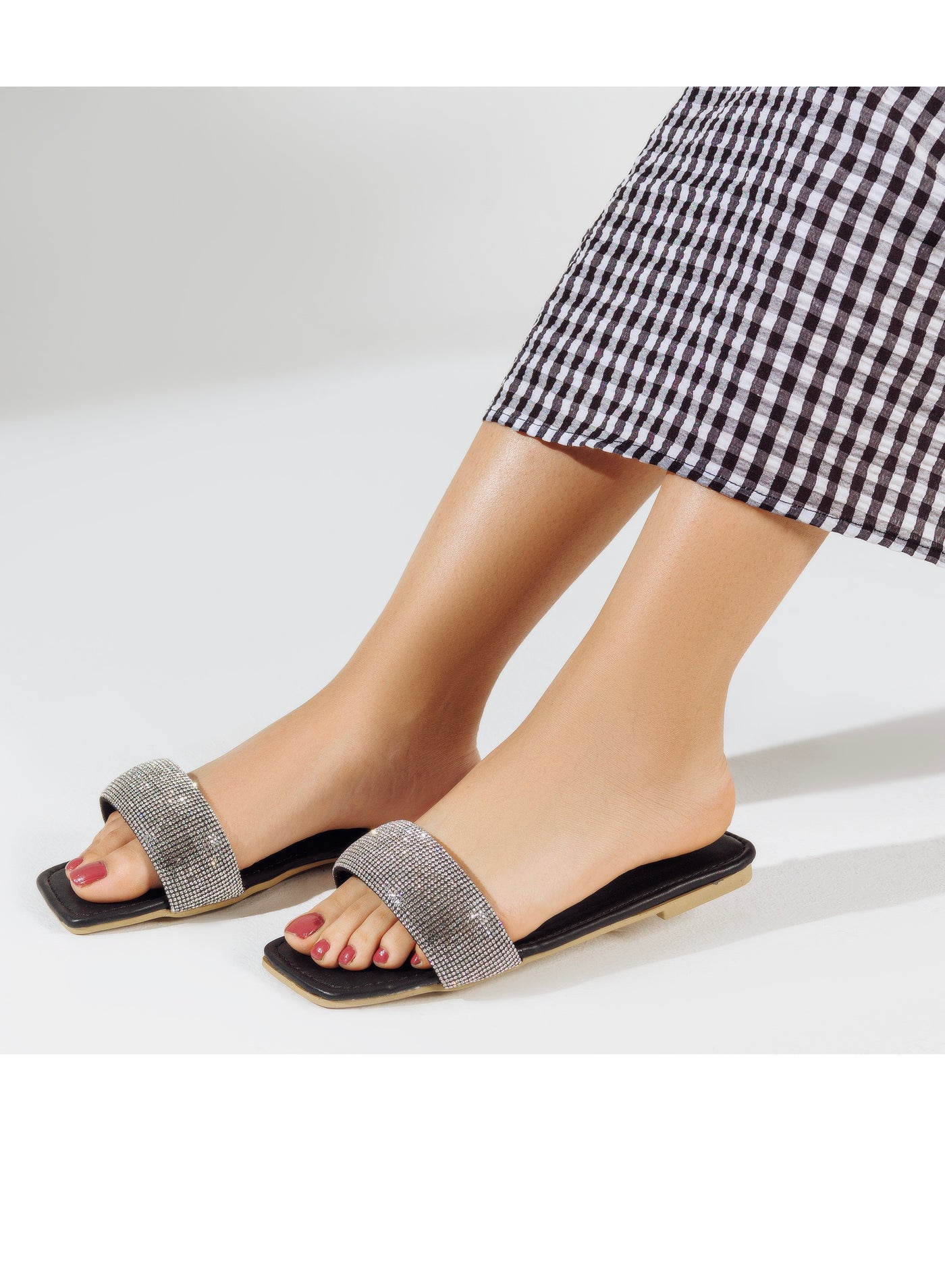 Slipper Flat SL-132 - Black Silver