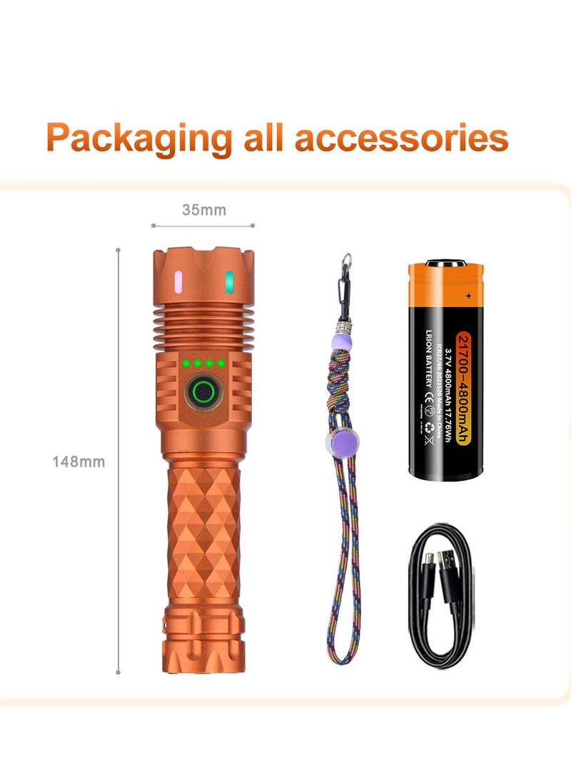 Compact Magnetic Rechargeable LED Flashlight Orange - Image 1
