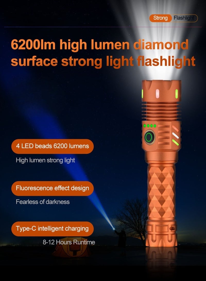 Compact Magnetic Rechargeable LED Flashlight Orange - Image 2