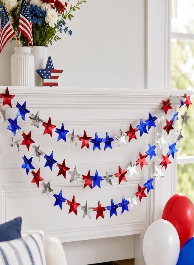 Baluue Patriotic Star Streamers Banner Garland Decorations for 4th of July, Hanging Stars Banner Streamers for Independence Day Memorial Day Party Decorations - Image 3