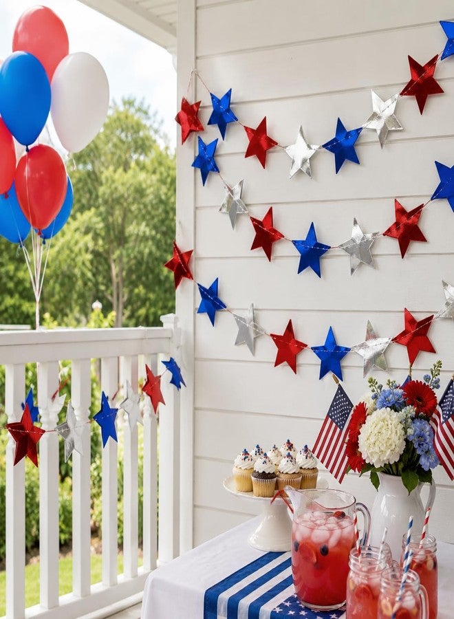 Baluue Patriotic Star Streamers Banner Garland Decorations for 4th of July, Hanging Stars Banner Streamers for Independence Day Memorial Day Party Decorations - Image 4