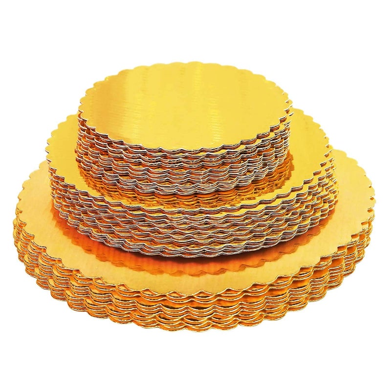 Onemore 30Pack Cake Board Rounds Circle Cardboard Base Boards 8 10 and 12Inch Perfect for Cake Decorating 10 of Each Size Gold 30