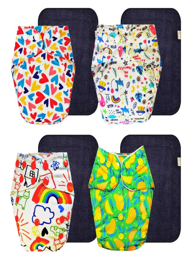 حفاضات دمبلدو القماشية الممتازة مع حشوة رمادية (عبوة من 4) | شعور بالجفاف والراحة | قابلة لإعادة الاستخدام والغسل | سهلة التنظيف | موثوق بها من قبل الأمهات | من 3 أشهر إلى 3 سنوات | للجنسين - Image 1