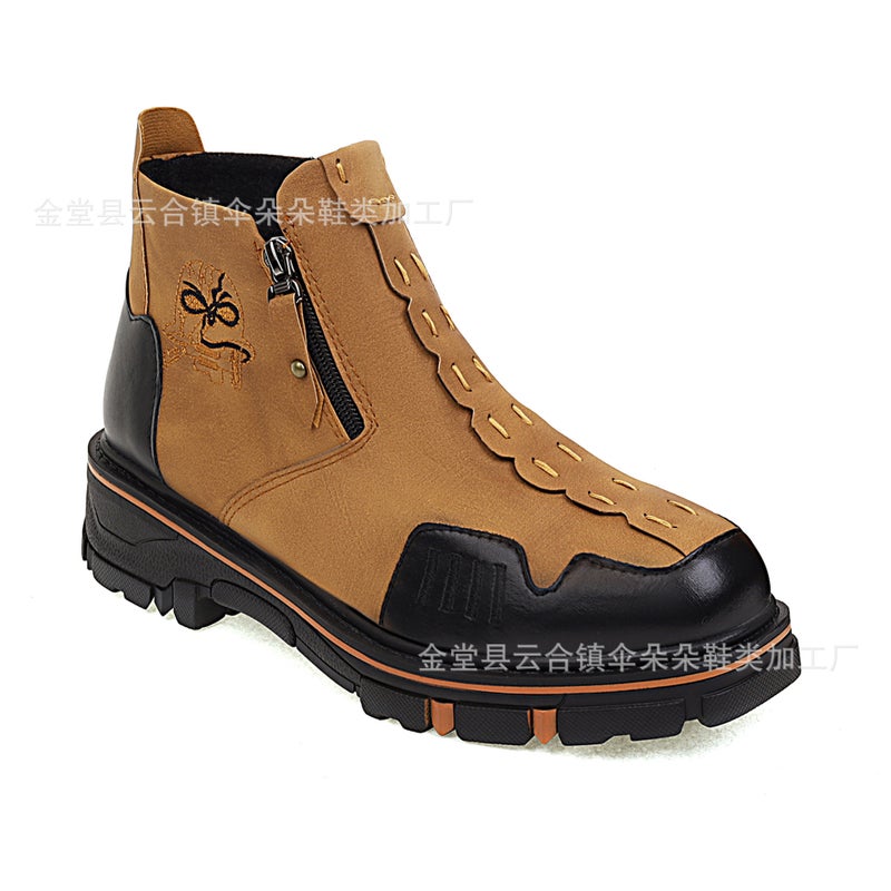 2021 New Men'S Leather Boots Martin Boots Non-Slip Low Heel Men'S And Women'S Boots - Image 3