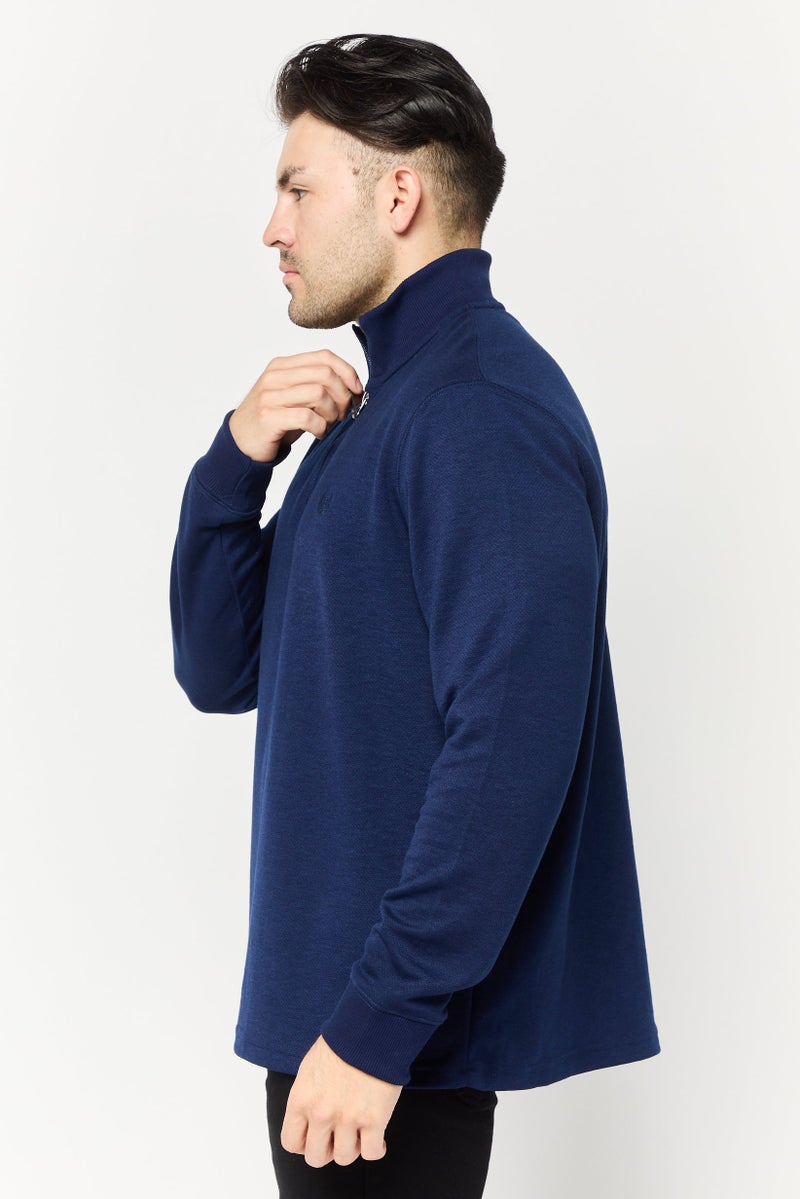 Chaps سويت شيرت للرجال بياقة مزيفة بشعار مطرز، أزرق داكن - Image 3