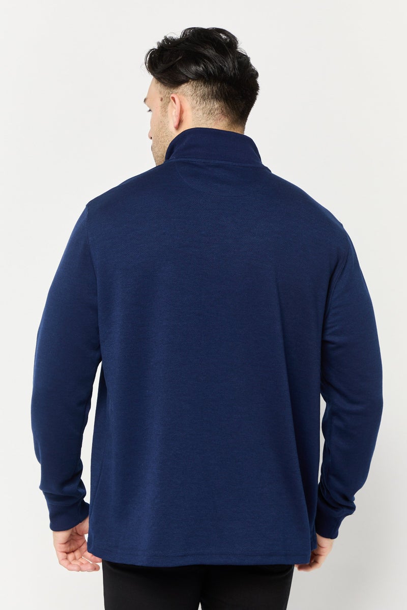 Chaps Men Mock Neck Embroidered Logo Sweatshirt, Navy - Image 4
