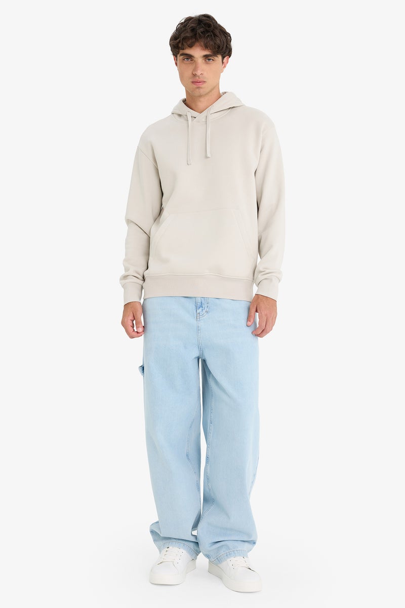 DeFacto Beige Man Regular Fit Long Sleeve Sweatshirt Casual - Image 3