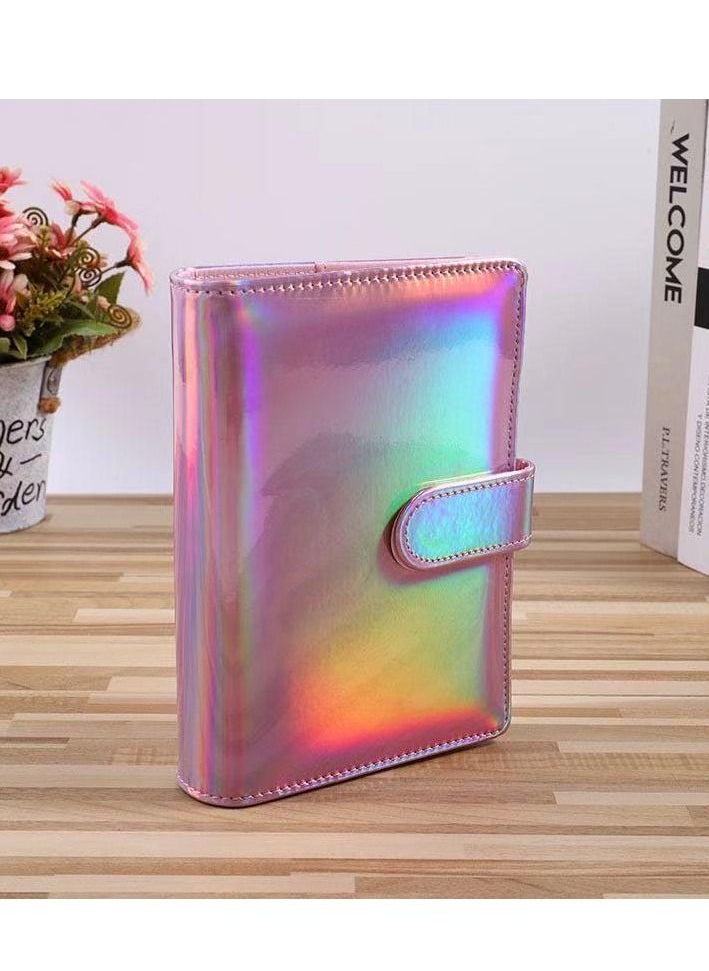 Generic Binder A6 Paper Leather Flip Card & Cash Wallet with 6 A6 Filling Paper Loops Blank Cover with Magnetic Snap Closure  - Image 1