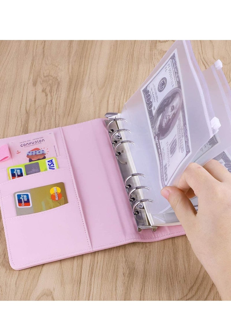 Generic Binder A6 Paper Leather Flip Card & Cash Wallet with 6 A6 Filling Paper Loops Blank Cover with Magnetic Snap Closure  - Image 5