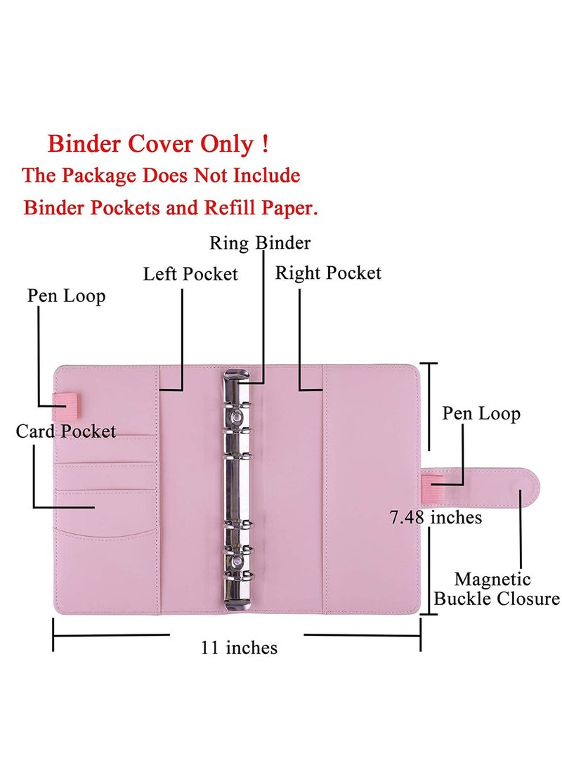 Generic Binder A6 Paper Leather Flip Card & Cash Wallet with 6 A6 Filling Paper Loops Blank Cover with Magnetic Snap Closure  - Image 4