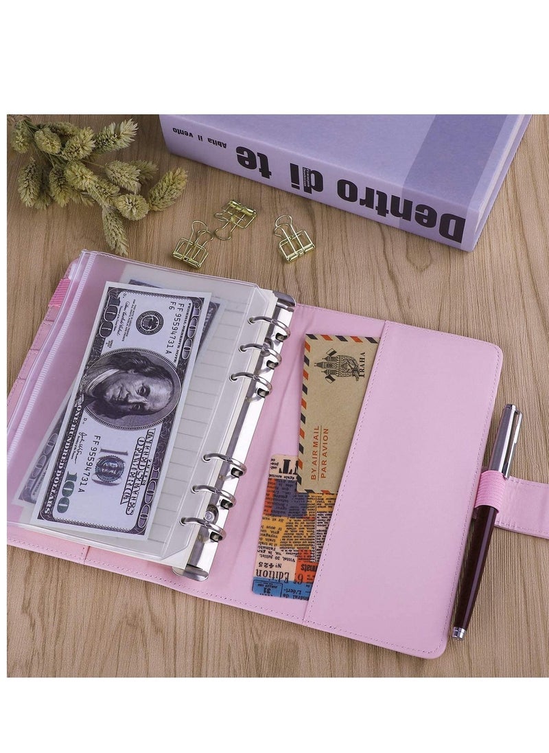Generic Binder A6 Paper Leather Flip Card & Cash Wallet with 6 A6 Filling Paper Loops Blank Cover with Magnetic Snap Closure  - Image 3