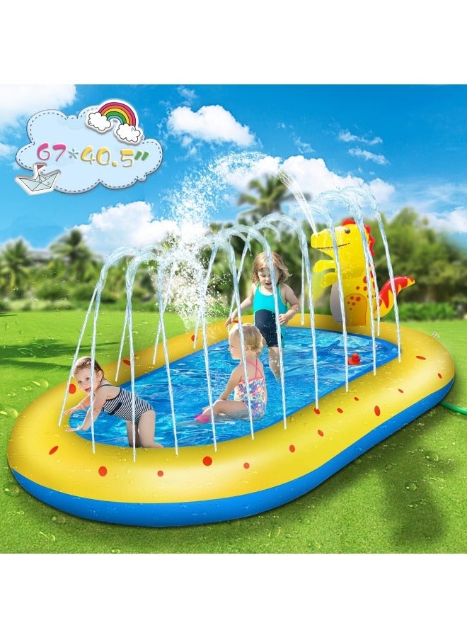 GGEROU Inflatable Sprinkler Pool for Kids, Cute Dinosaur Kiddie Pool, 3-in-1 Backyard Splash Pad Swimming Outdoor Water Toys for Toddlers - Image 1