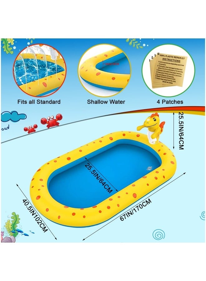 GGEROU Inflatable Sprinkler Pool for Kids, Cute Dinosaur Kiddie Pool, 3-in-1 Backyard Splash Pad Swimming Outdoor Water Toys for Toddlers - Image 4