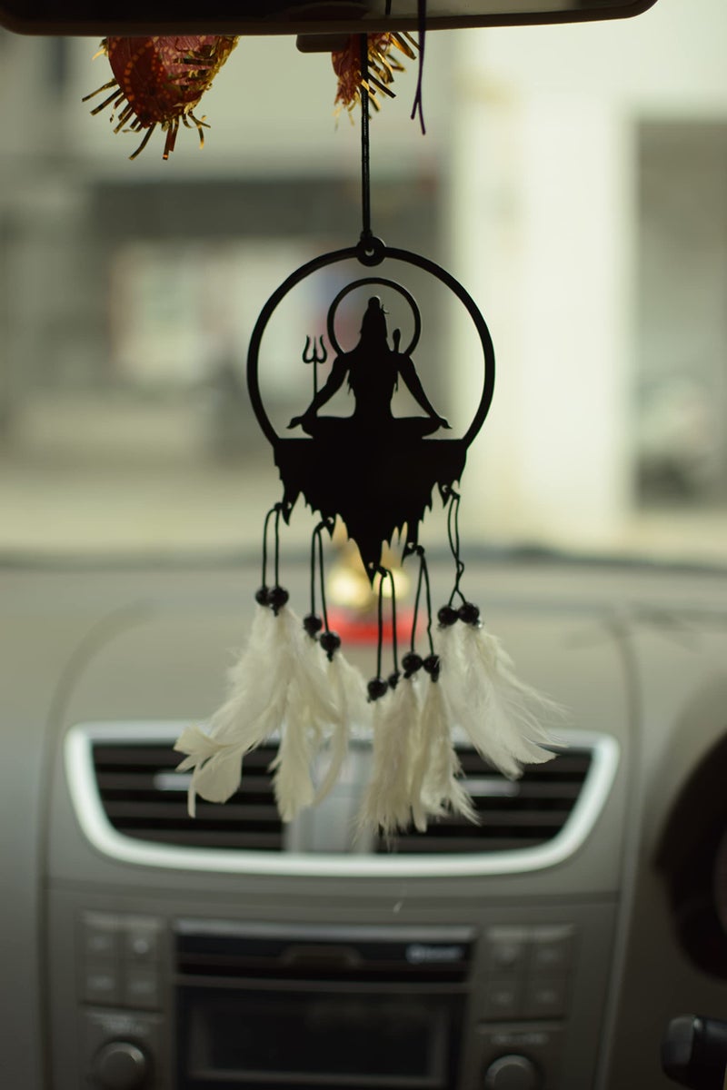 MGNLR Acrylic Fancy Lord Shiva Car Hanging Car Rear View Mirror Decor Ornament Accessories Good Luck Dream Catcher Positive Vibes Balcony,Gift, Car, Wind Chimes, Room, Multicolour - Image 4