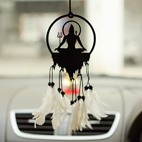 MGNLR Acrylic Fancy Lord Shiva Car Hanging Car Rear View Mirror Decor Ornament Accessories Good Luck Dream Catcher Positive Vibes Balcony,Gift, Car, Wind Chimes, Room, Multicolour - Image 1