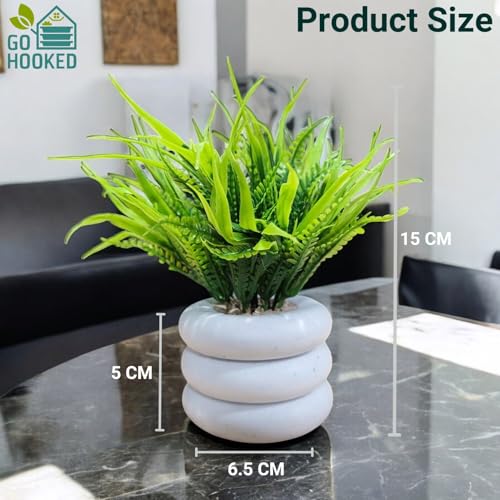 Go Hooked Artificial Mini Plant (4 Pack) | Small Faux Plants Home & Office Decor, Living Room, Bedroom, Tabletop & Shelves | Small Potted Plants | Stylish Round Pot - Image 4