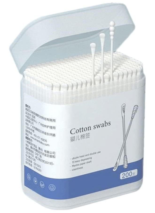 erorex 200Pcs Baby Cotton Swabs Ear Cleaners Biodegradable Baby Cotton Buds Kids Safety Swabs Made Of Safe  - Image 1