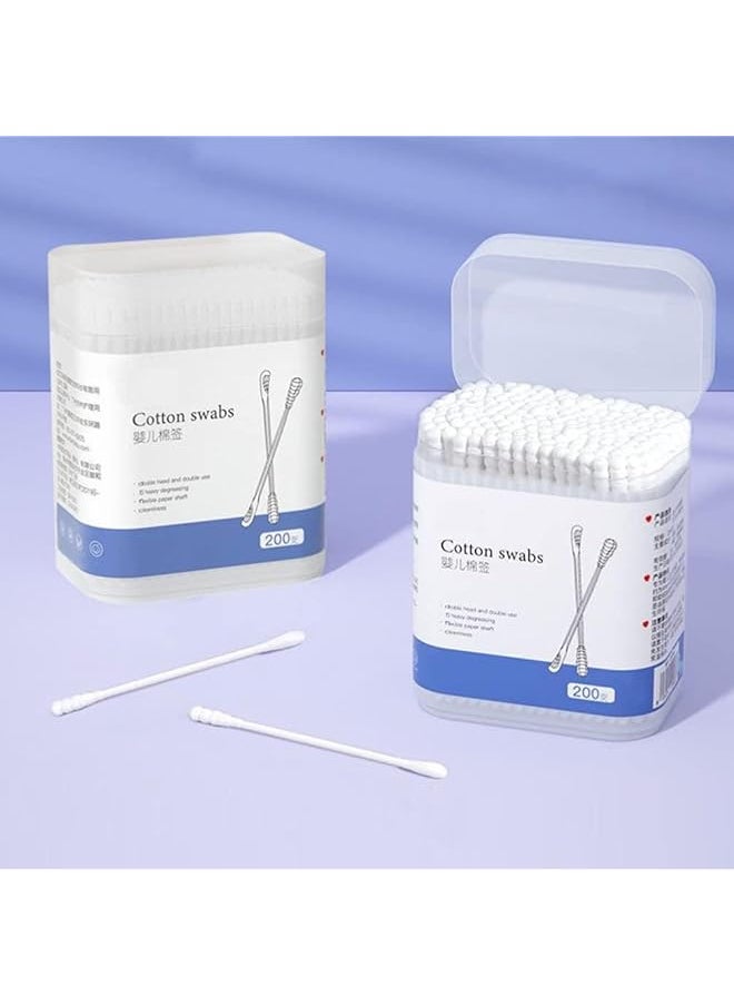 erorex 200Pcs Baby Cotton Swabs Ear Cleaners Biodegradable Baby Cotton Buds Kids Safety Swabs Made Of Safe  - Image 4
