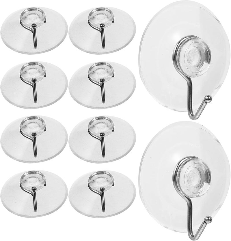 Healifty 10pcs PVC Suction Cup Hooks 40mm Strong Vacuum Multi-Purpose Hanging Hooks for Kitchen Bathroom Glass Window Towel Holder - Image 1