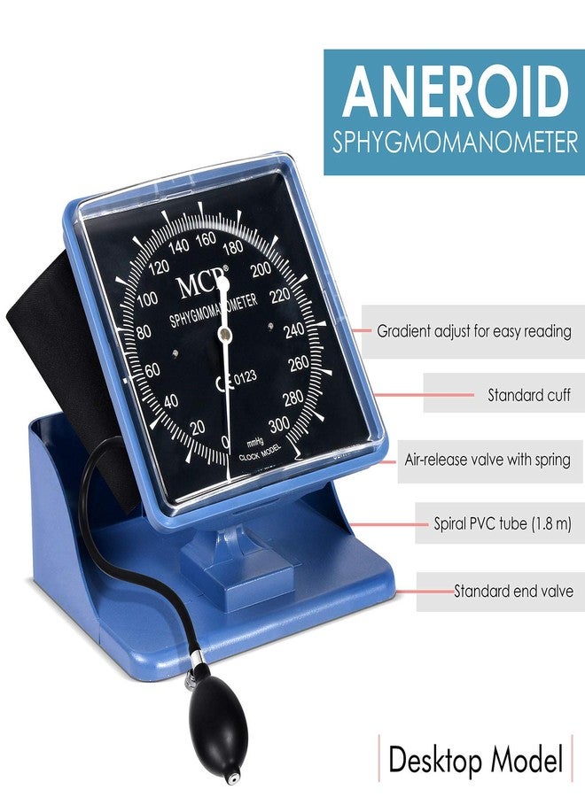 MCP Desktop Bloop Pressure Monitor Aneroid Blood Pressure Apparatus Clock Model Blood Pressure Monitor - with Cuff, Bulb and Valve (Black screen) - Image 2