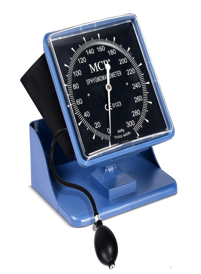 MCP Desktop Bloop Pressure Monitor Aneroid Blood Pressure Apparatus Clock Model Blood Pressure Monitor - with Cuff, Bulb and Valve (Black screen) - Image 1