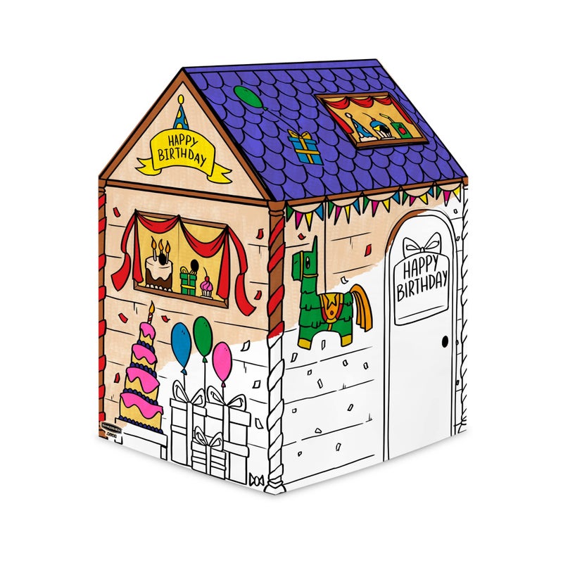 Bankers Box at Play Color in Birthday Playhouse Cardboard Playhouse and Life Size Craft Activity for Kids and Families