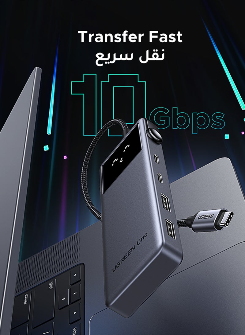 يو جرين محور USB C 6 في 1 من أونو، محطة إرساء لنقل البيانات بسرعة 10 جيجابت في الثانية، 100 واط PD، HDMI 4K@60Hz، تصميم مضحك مع شاشة LED رقمية لويندوز / ماك بوك برو / إير، سيرفيس، ميت بوك، XPS، ثينك باد، HP - Image 5