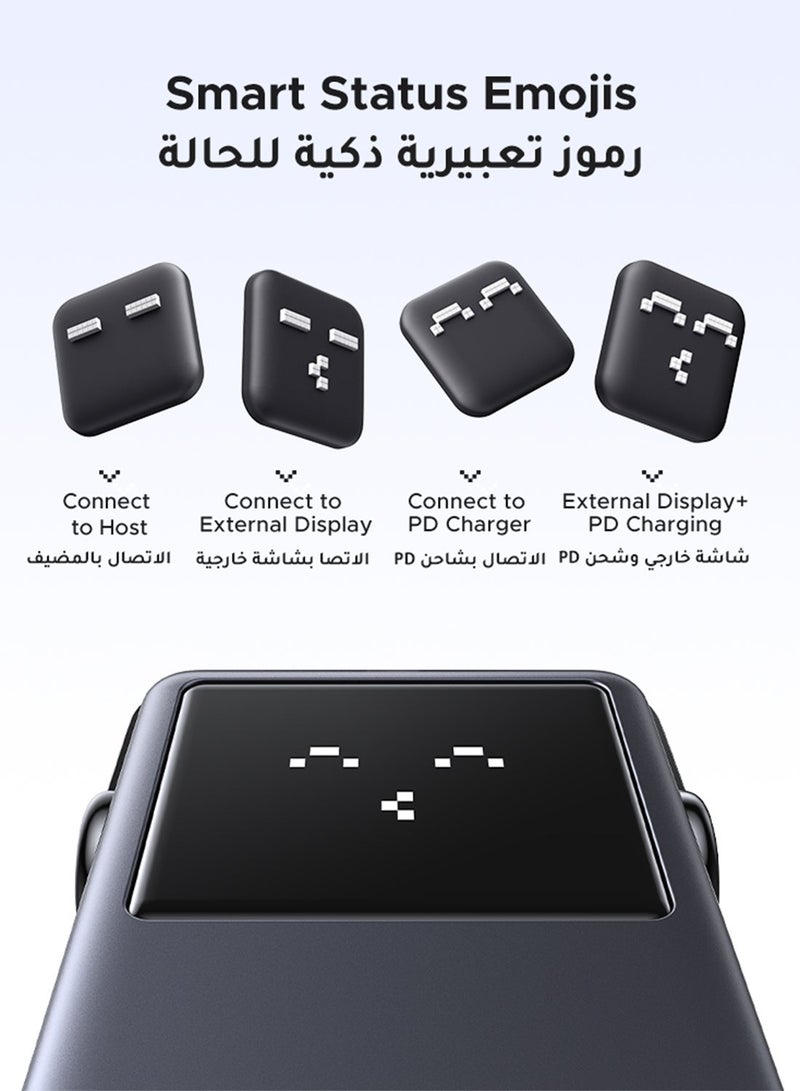يو جرين موزع USB-C 3.2 من أونو 6 في 1، يدعم نقل البيانات بسرعة 10 جيجابت في الثانية، مزود بتقنية الشحن السريع بقدرة 100 واط، يدعم دقة 4K بمعدل 60 هرتز، موزع HDMI من النوع C، شاشة LED رقمية بتصميم مميز، متوافق مع أنظمة ويندوز/ماك بوك برو/إير، سيرفس، ميت بوك، إكس بي إس، ثينك باد، إتش بي - Image 4