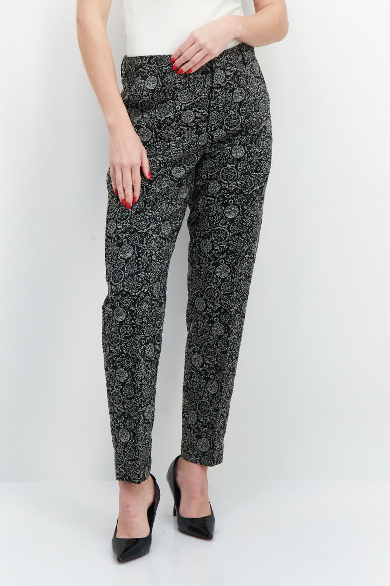 Scotch & Soda Women Regular Fit Textured Pant, Black/White - Image 1