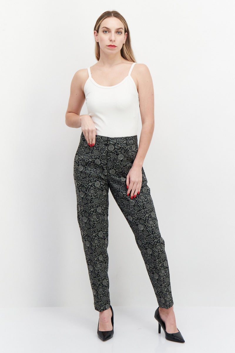 Scotch & Soda Women Regular Fit Textured Pant, Black/White - Image 2