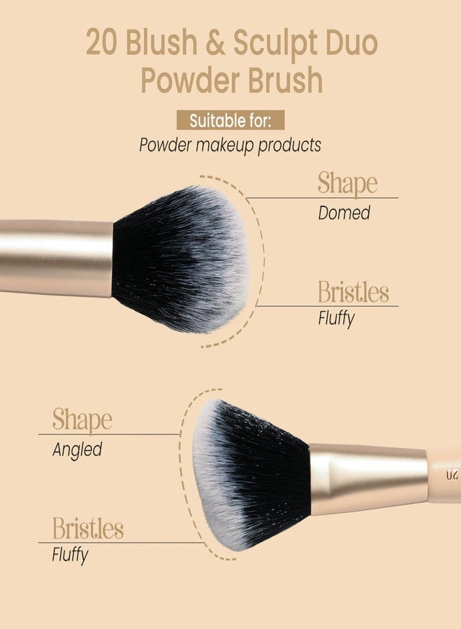 Milagro Beauty Blush & Sculpt Duo Powder Brush 20 | Ultra Soft Bristles | Cruelty-Free Makeup Brush for Blending, Contouring & Sculpting | Vegan, Reusable, Dual Ended Makeup Brush - Image 3