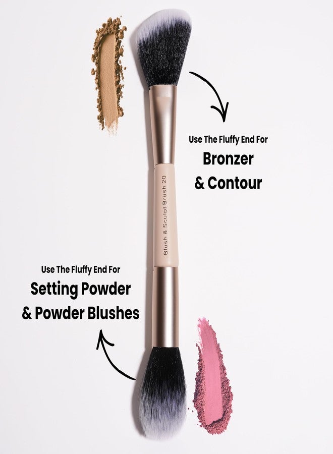 Milagro Beauty Blush & Sculpt Duo Powder Brush 20 | Ultra Soft Bristles | Cruelty-Free Makeup Brush for Blending, Contouring & Sculpting | Vegan, Reusable, Dual Ended Makeup Brush - Image 2
