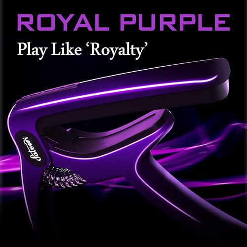Salvori Salvori Exclusive Gradient ‘Royal Silk’ Purple Heavy-Duty Guitar Capo for Acoustic/Electric Guitar with 4 Picks, Guitar Clip/Guitar Clamp - Image 2