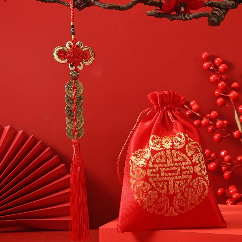 TFTAFAN Chinese Lucky Coins Decorations Chinese New Year Horse Charms Chinese Feng Shui Coins Ornaments Hanging Good Fortune Coins Chinese Knot New Year Decorations for Home Wealth Success Good Luck (12) - Image 3