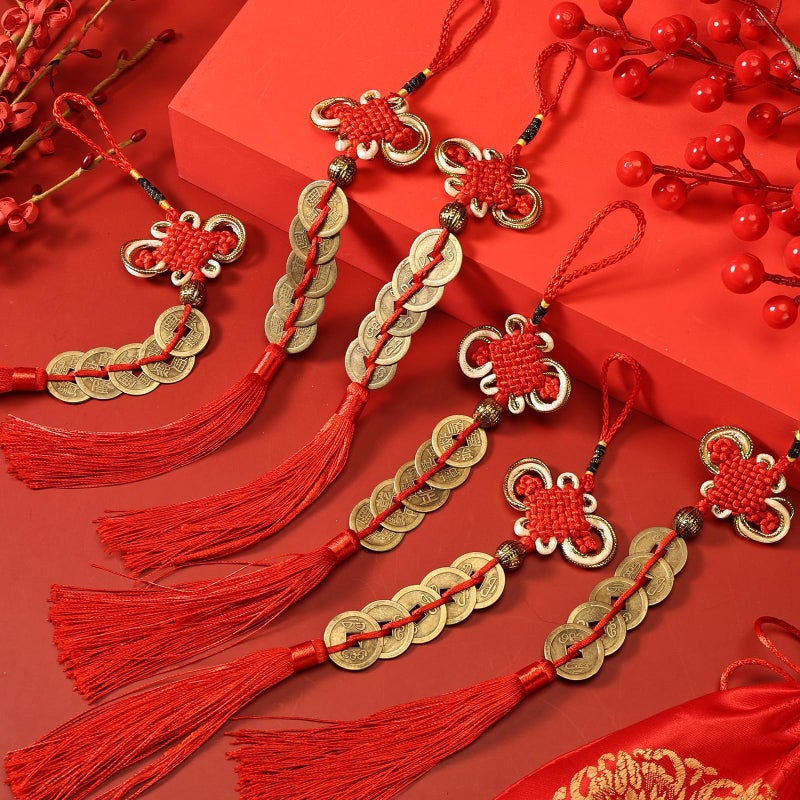 TFTAFAN Chinese Lucky Coins Decorations Chinese New Year Horse Charms Chinese Feng Shui Coins Ornaments Hanging Good Fortune Coins Chinese Knot New Year Decorations for Home Wealth Success Good Luck (12) - Image 2