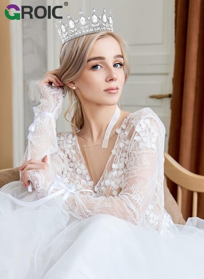 GROIC Vintage Rhinestone Crown,Metal Crown Cake Topper Birthday Wedding Decor,Birthday Party Decoration Supplies,Princess Shower Party Decoration,Role-playing Headwear(White) - Image 5