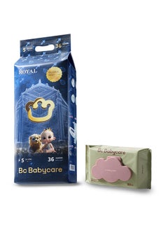 Babycare Royal Baby Diapers Size 5 12-17Kg - 1 Pack 36Pieces + 1 Wipes 80Pieces - Mega Super Bundle  - Image 1