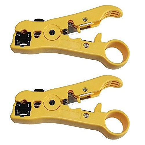exgoofit Pack 2pcs Universal Cable Wire Stripper Cutter Stripping Tool for Flat or Round UTP Cat5 Cat6 Wire Coax Coaxial - Image 1