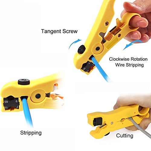 exgoofit Pack 2pcs Universal Cable Wire Stripper Cutter Stripping Tool for Flat or Round UTP Cat5 Cat6 Wire Coax Coaxial - Image 5