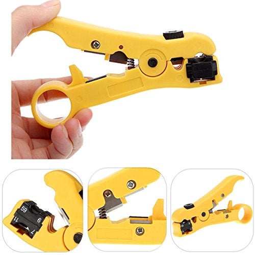 exgoofit Pack 2pcs Universal Cable Wire Stripper Cutter Stripping Tool for Flat or Round UTP Cat5 Cat6 Wire Coax Coaxial - Image 2